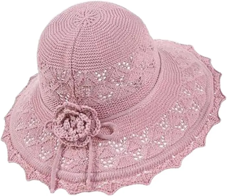 Women Straw Sun Hat Foldable Beach Hat Wide Brim Floppy Bucket Hat