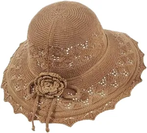 Women Straw Sun Hat Foldable Beach Hat Wide Brim Floppy Bucket Hat