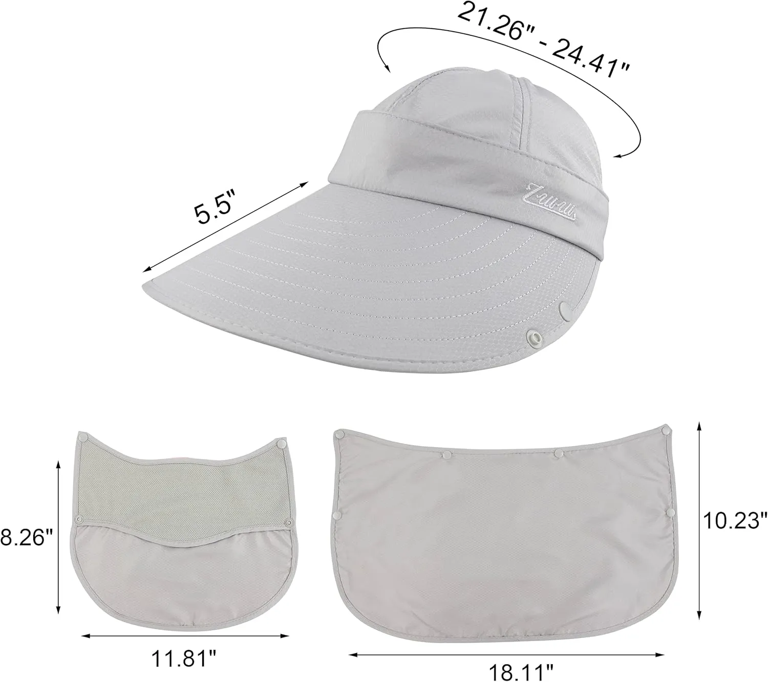 Women Sun Wide Brim UV Protection Fishing Hats Foldable Ponytail Summer Hat with Detachable Flap