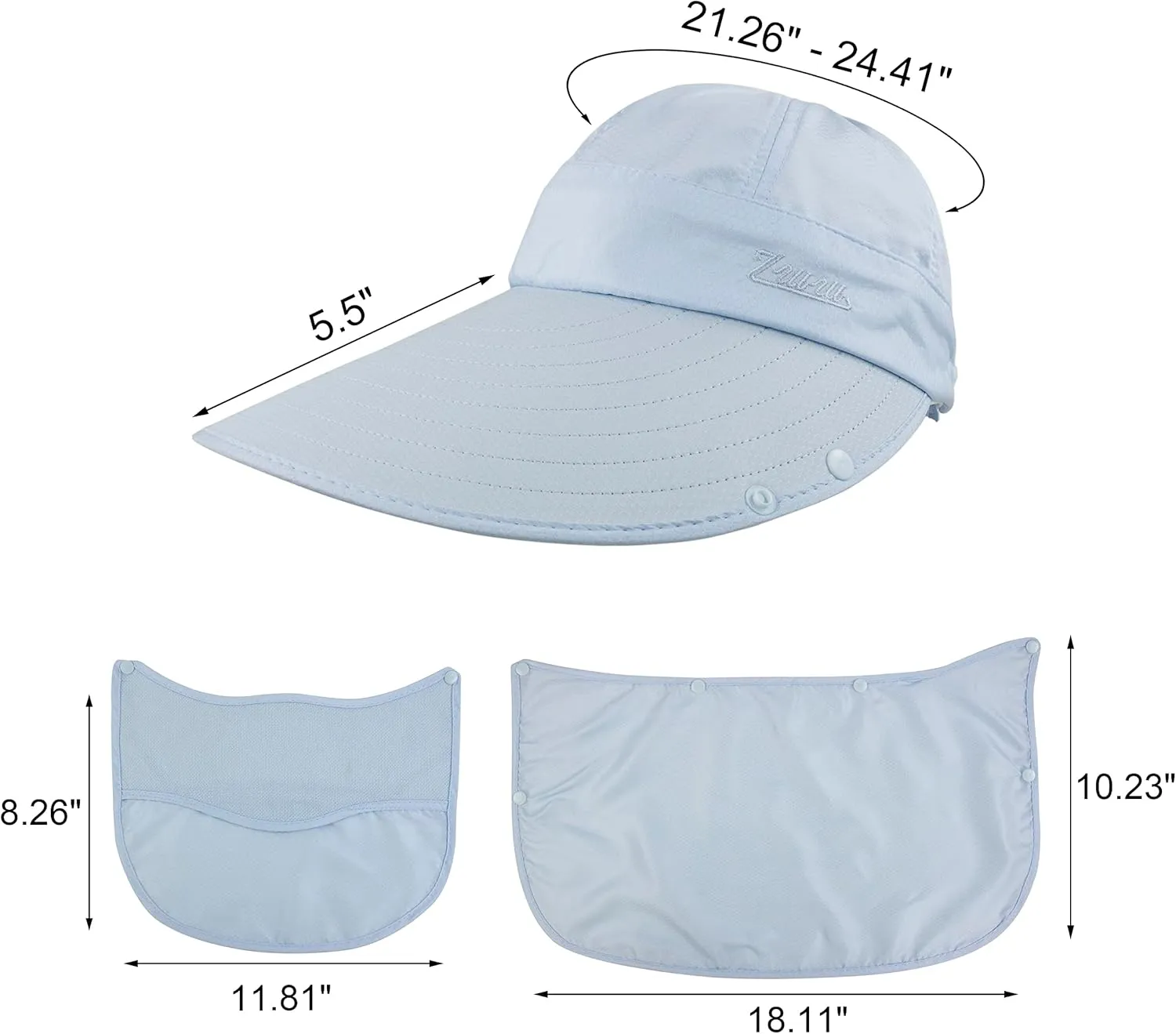 Women Sun Wide Brim UV Protection Fishing Hats Foldable Ponytail Summer Hat with Detachable Flap