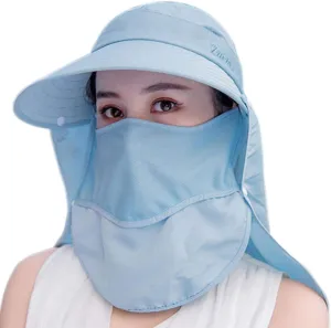 Women Sun Wide Brim UV Protection Fishing Hats Foldable Ponytail Summer Hat with Detachable Flap