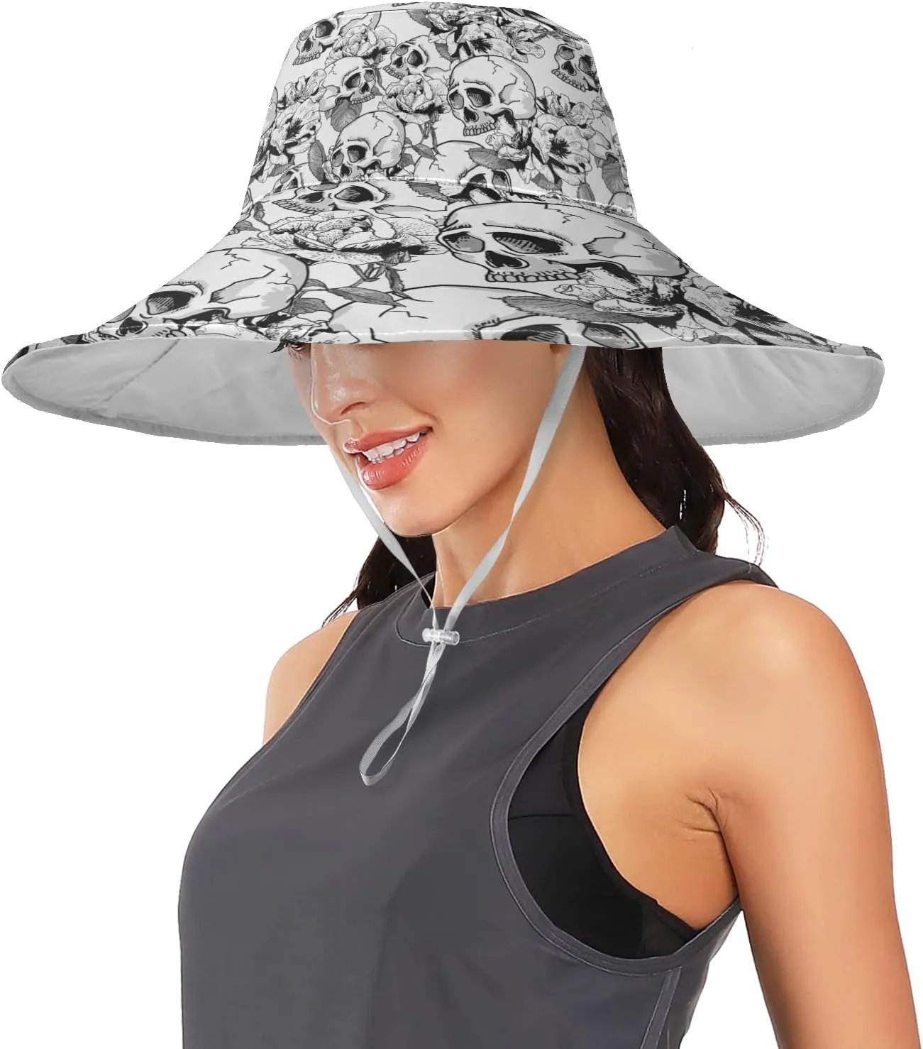 Women Wide Brim Hats Skulls Sun Hat Packable Sun Visors Floppy Summer Beach Hat for UV Protection