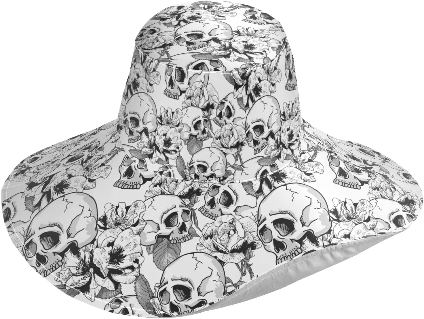 Women Wide Brim Hats Skulls Sun Hat Packable Sun Visors Floppy Summer Beach Hat for UV Protection