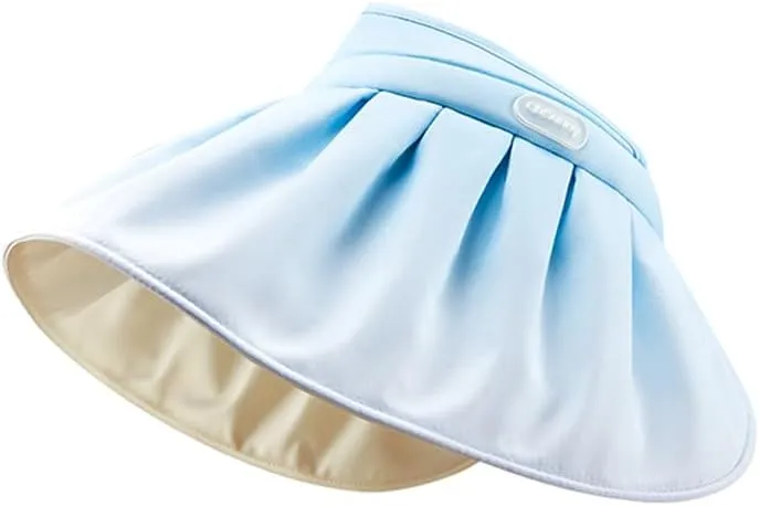 Women Wide Brim Sun Visor Foldable UPF 50  UV Protection Sun Hat Beach Cap Roll Up Packable Ponytail Shell Hats SLH5M211T