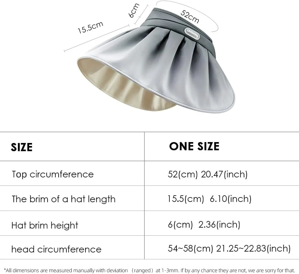 Women Wide Brim Sun Visor Foldable UPF 50  UV Protection Sun Hat Beach Cap Roll Up Packable Ponytail Shell Hats SLH5M211T