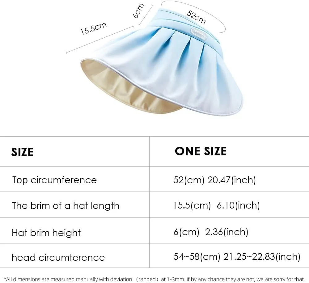 Women Wide Brim Sun Visor Foldable UPF 50  UV Protection Sun Hat Beach Cap Roll Up Packable Ponytail Shell Hats SLH5M211T