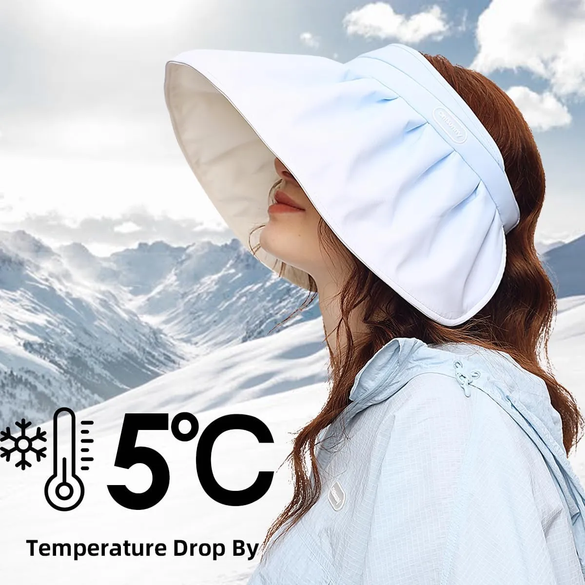 Women Wide Brim Sun Visor Foldable UPF 50  UV Protection Sun Hat Beach Cap Roll Up Packable Ponytail Shell Hats SLH5M211T