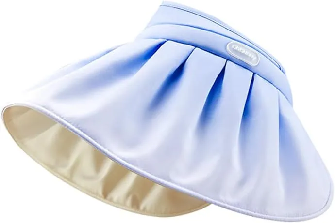 Women Wide Brim Sun Visor Foldable UPF 50  UV Protection Sun Hat Beach Cap Roll Up Packable Ponytail Shell Hats SLH5M211T