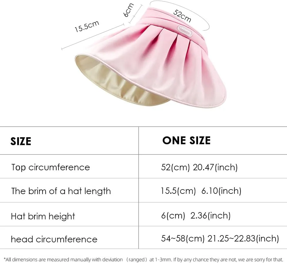 Women Wide Brim Sun Visor Foldable UPF 50  UV Protection Sun Hat Beach Cap Roll Up Packable Ponytail Shell Hats SLH5M211T