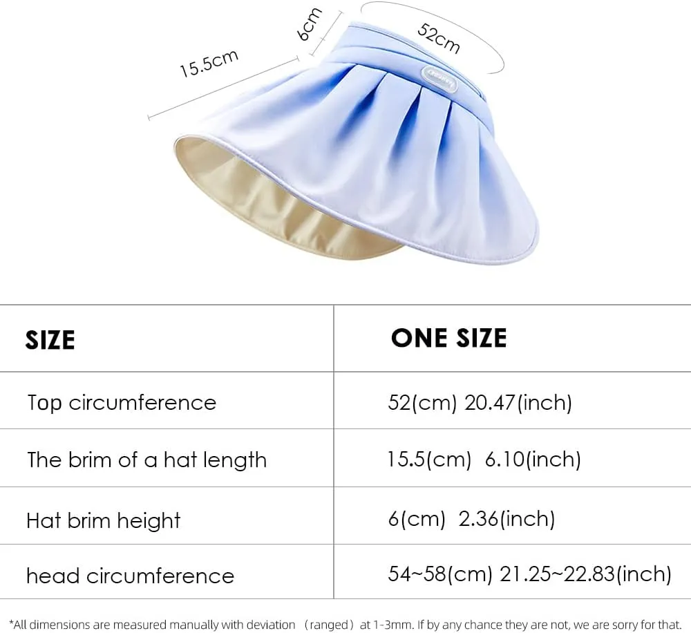 Women Wide Brim Sun Visor Foldable UPF 50  UV Protection Sun Hat Beach Cap Roll Up Packable Ponytail Shell Hats SLH5M211T