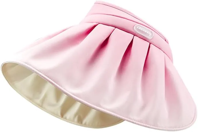 Women Wide Brim Sun Visor Foldable UPF 50  UV Protection Sun Hat Beach Cap Roll Up Packable Ponytail Shell Hats SLH5M211T