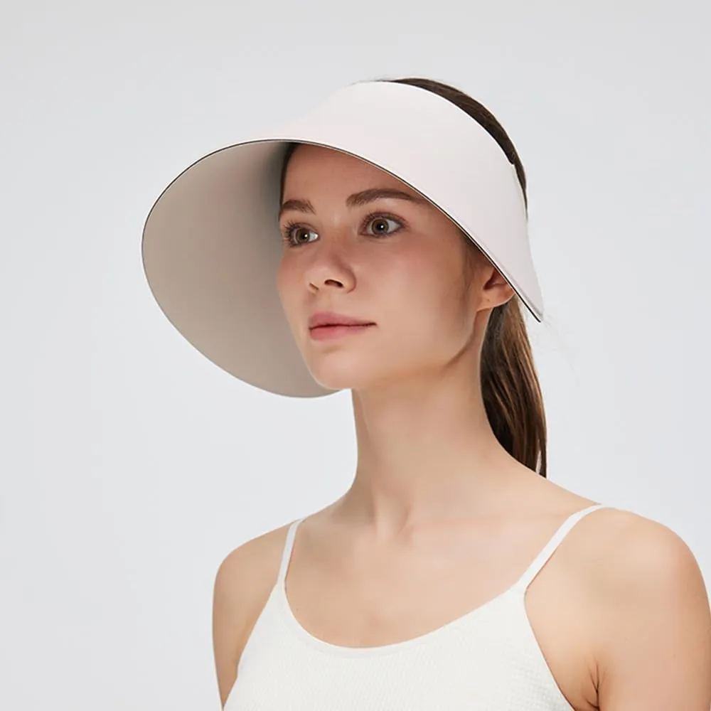 Women Wide Brim Sun Visor Hat Foldable UPF 50  Roll Up Packable Beach Cap Double Sided Wear UPF50 
