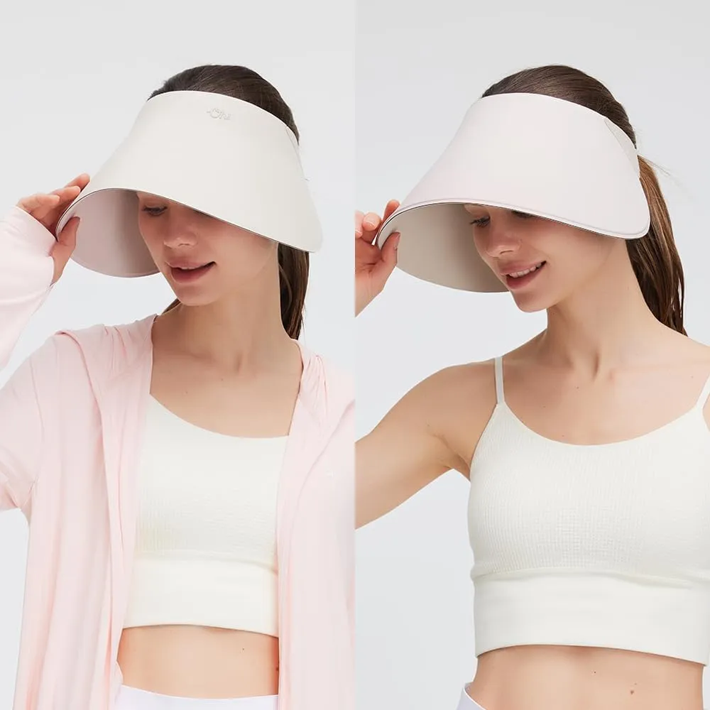 Women Wide Brim Sun Visor Hat Foldable UPF 50  Roll Up Packable Beach Cap Double Sided Wear UPF50 