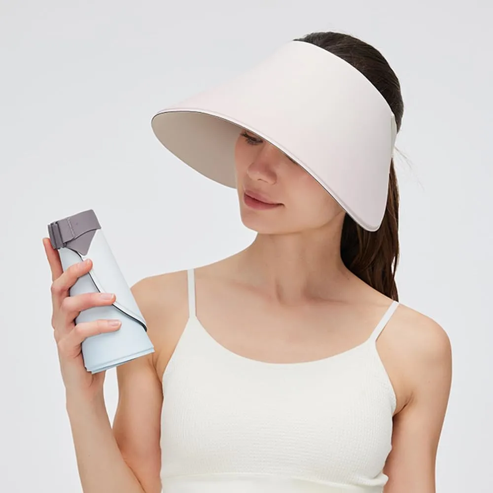 Women Wide Brim Sun Visor Hat Foldable UPF 50  Roll Up Packable Beach Cap Double Sided Wear UPF50 