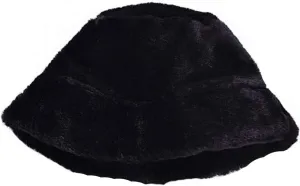 Women Winter Plush Bucket Hat Warm Solid Color Faux Fur Fisherman Cap
