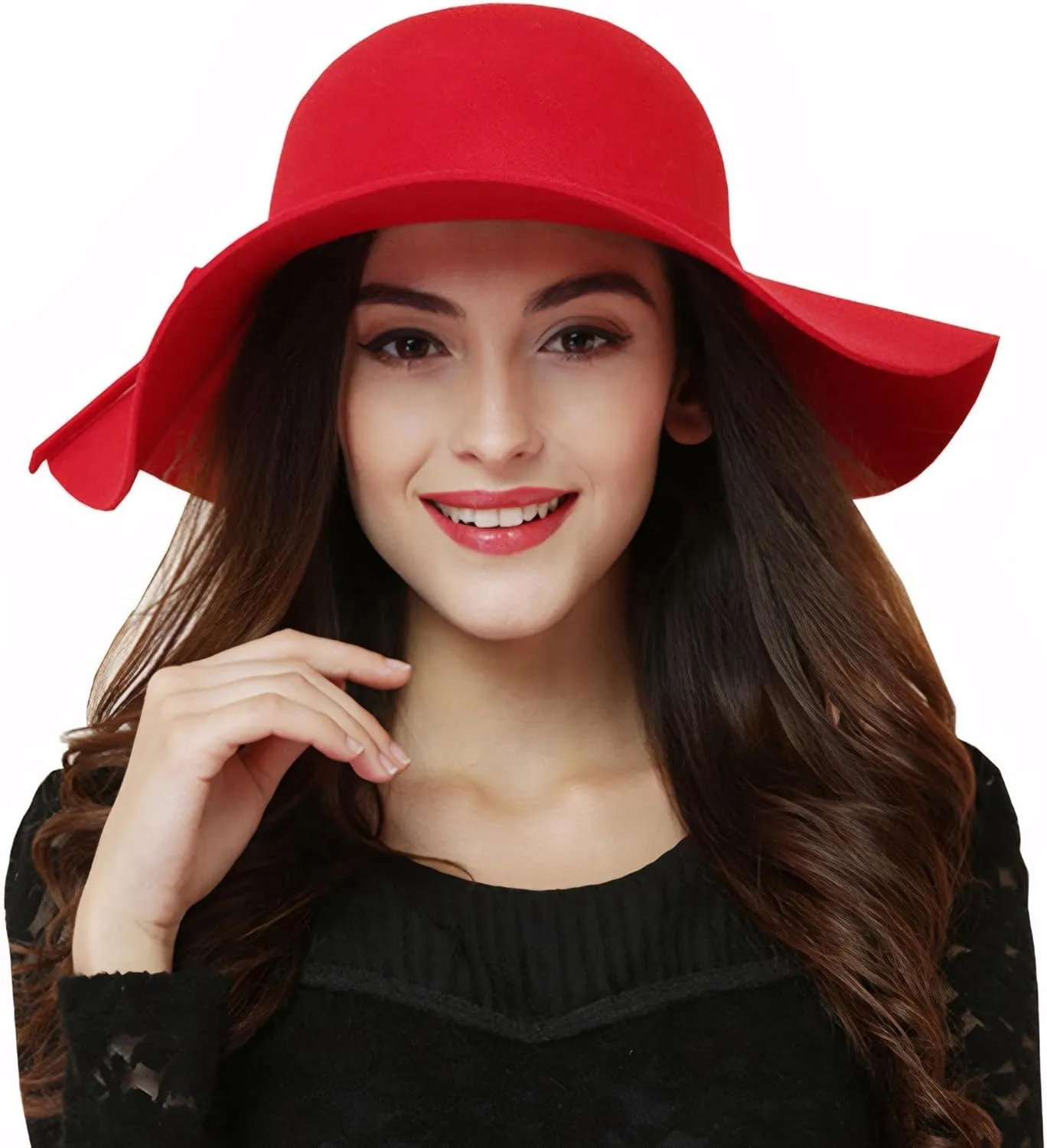 Women's 100% Wool Foldable Wide Brim Retro Fedora Floppy Felt Bowler Hat