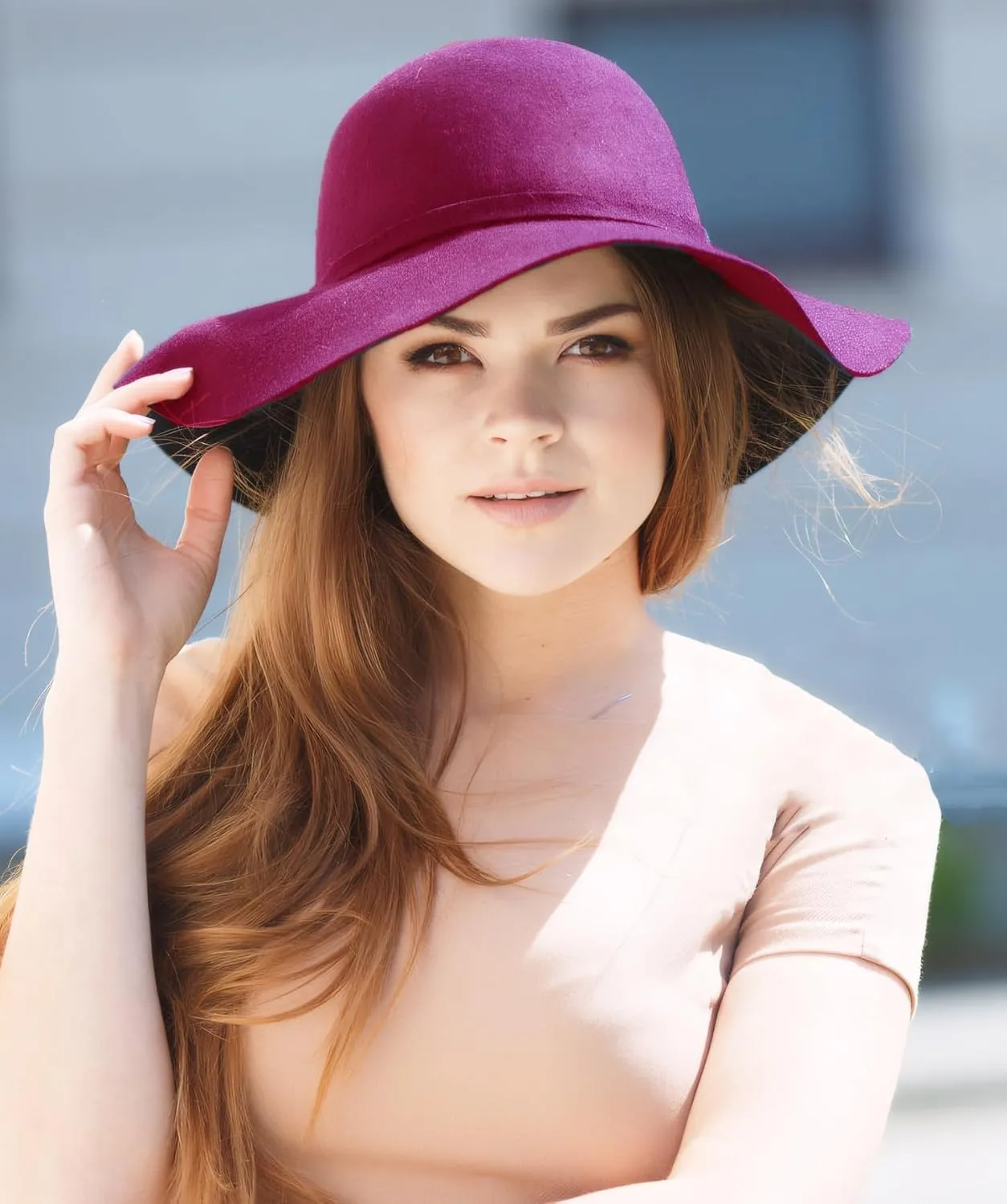 Women's 100% Wool Foldable Wide Brim Retro Fedora Floppy Felt Bowler Hat