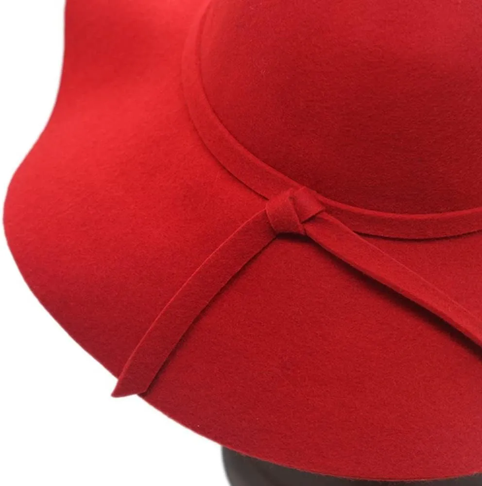 Women's 100% Wool Foldable Wide Brim Retro Fedora Floppy Felt Bowler Hat