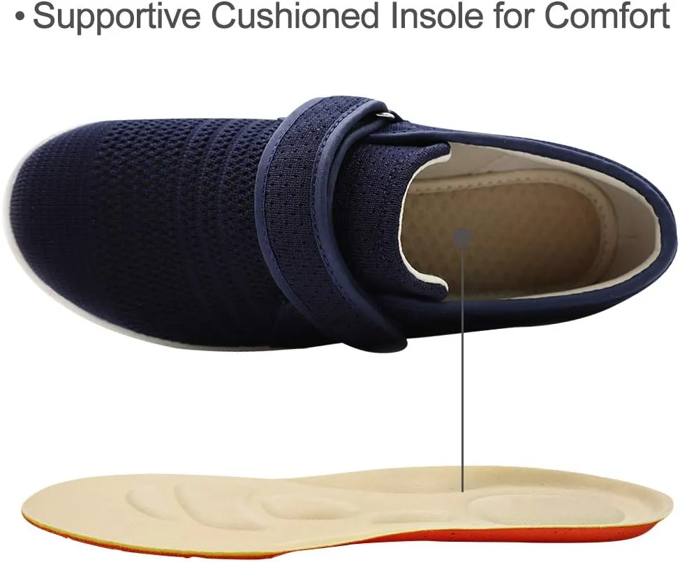 Womens Edema Diabetic Shoes with Arch Support,Extra Wide Breathable Lightweight Walking Sneakers Air Cushion Sole for Swollen Feet, Plantar Fasciitis