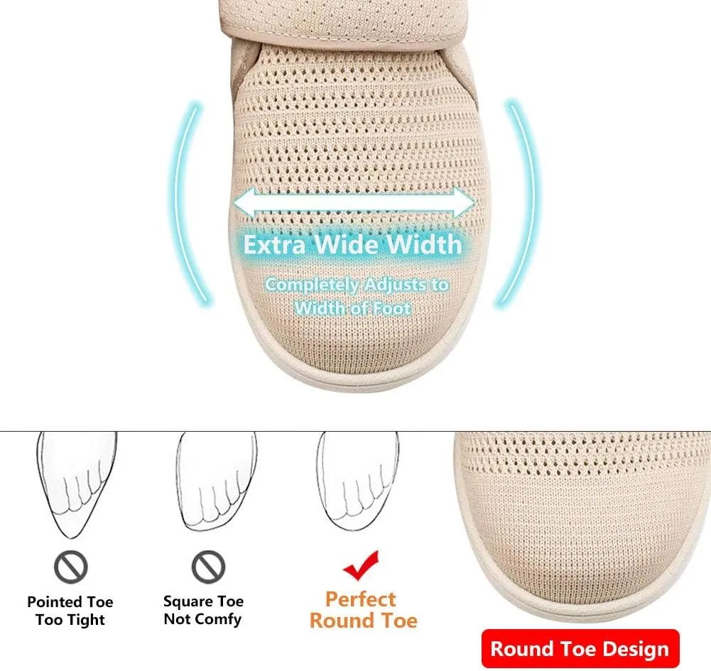 Womens Edema Diabetic Shoes with Arch Support,Extra Wide Breathable Lightweight Walking Sneakers Air Cushion Sole for Swollen Feet, Plantar Fasciitis
