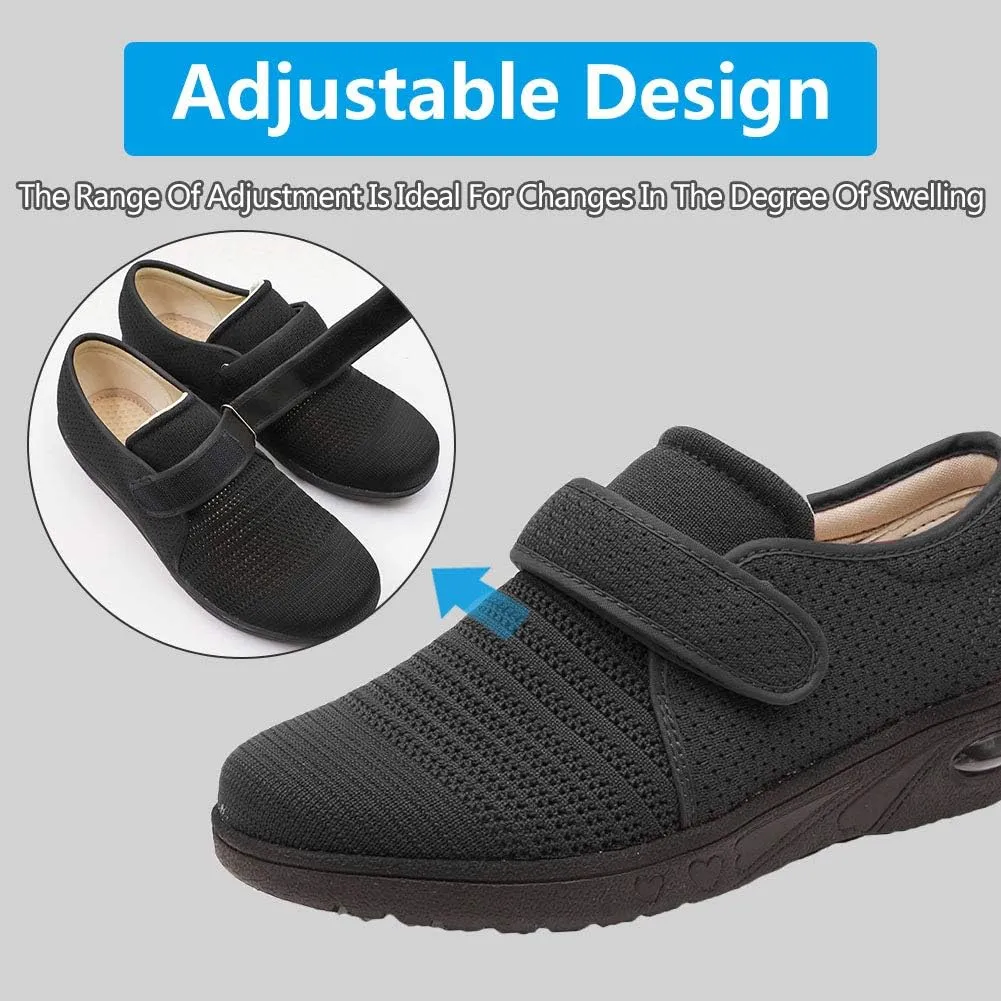 Womens Edema Diabetic Shoes with Arch Support,Extra Wide Breathable Lightweight Walking Sneakers Air Cushion Sole for Swollen Feet, Plantar Fasciitis