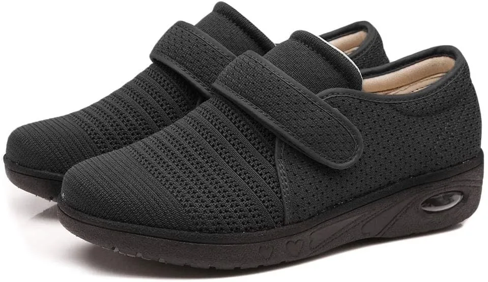 Womens Edema Diabetic Shoes with Arch Support,Extra Wide Breathable Lightweight Walking Sneakers Air Cushion Sole for Swollen Feet, Plantar Fasciitis