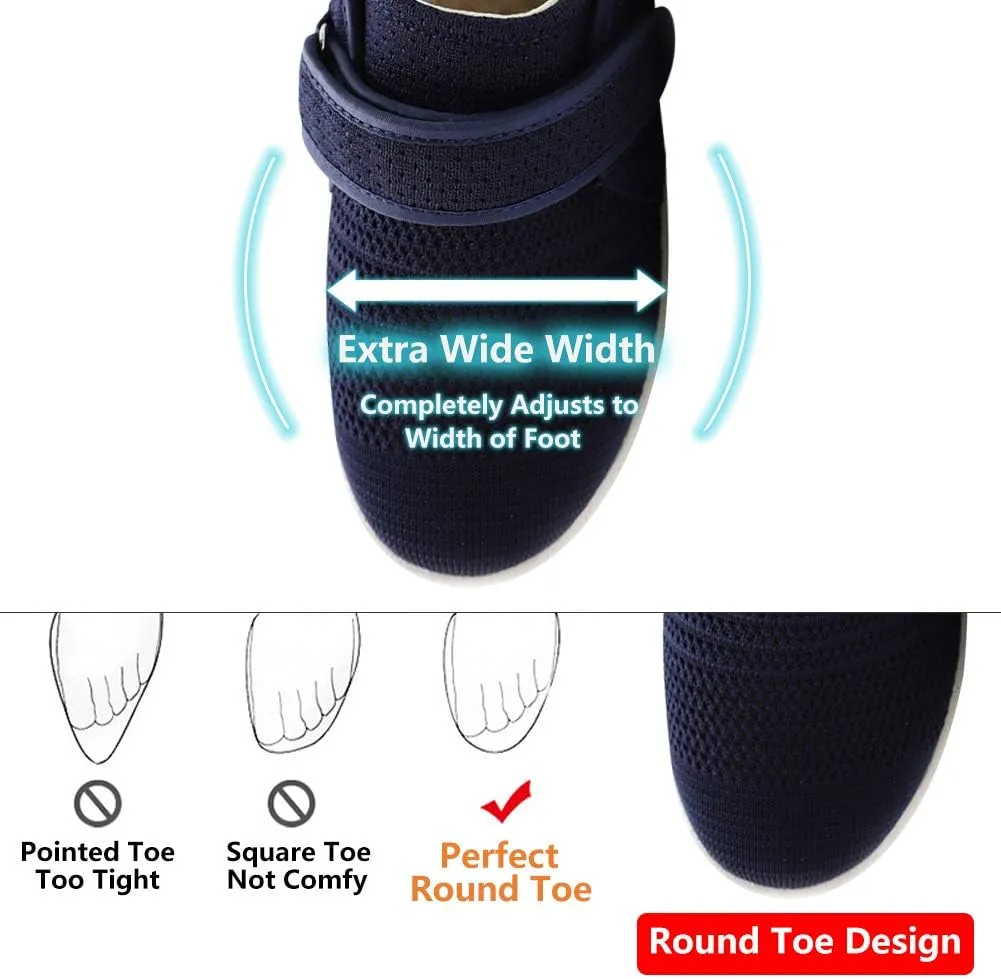 Womens Edema Diabetic Shoes with Arch Support,Extra Wide Breathable Lightweight Walking Sneakers Air Cushion Sole for Swollen Feet, Plantar Fasciitis