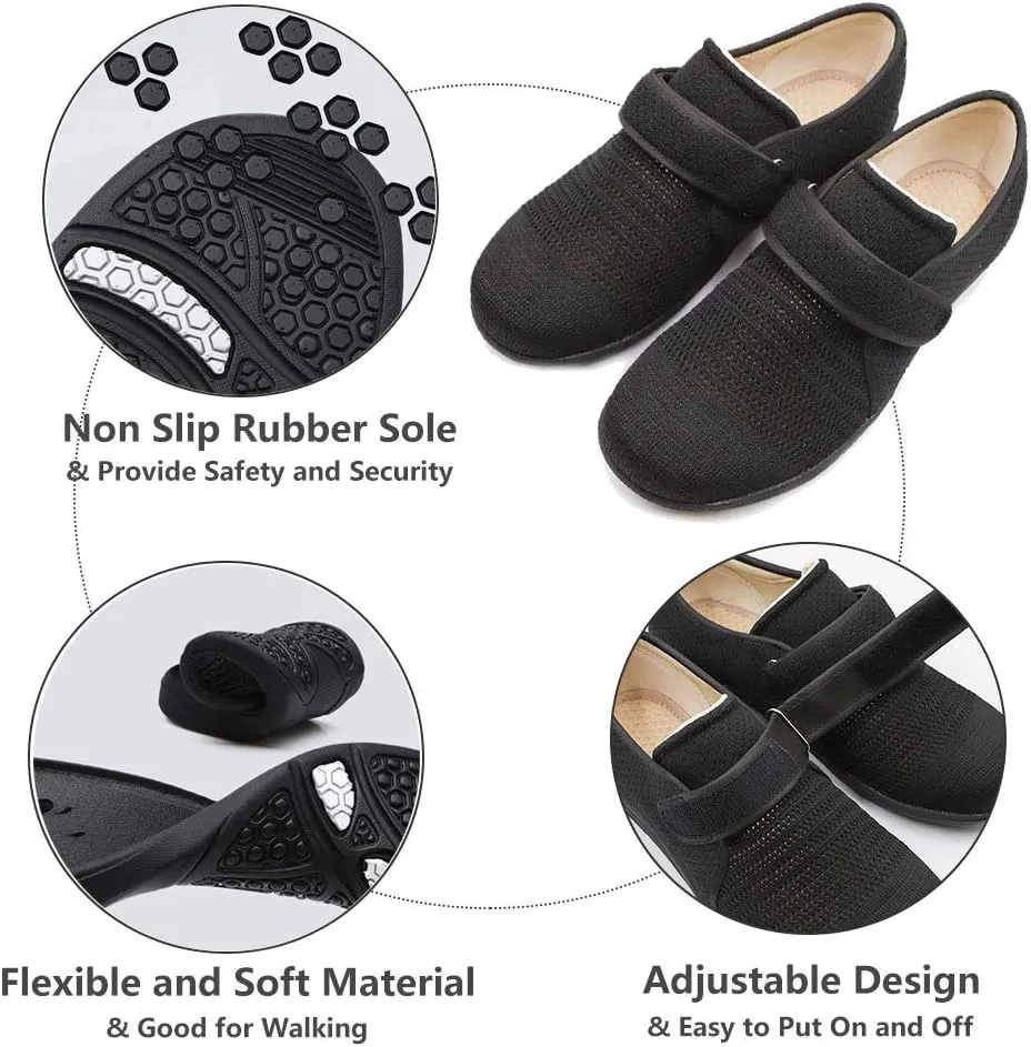 Womens Edema Diabetic Shoes with Arch Support,Extra Wide Breathable Lightweight Walking Sneakers Air Cushion Sole for Swollen Feet, Plantar Fasciitis