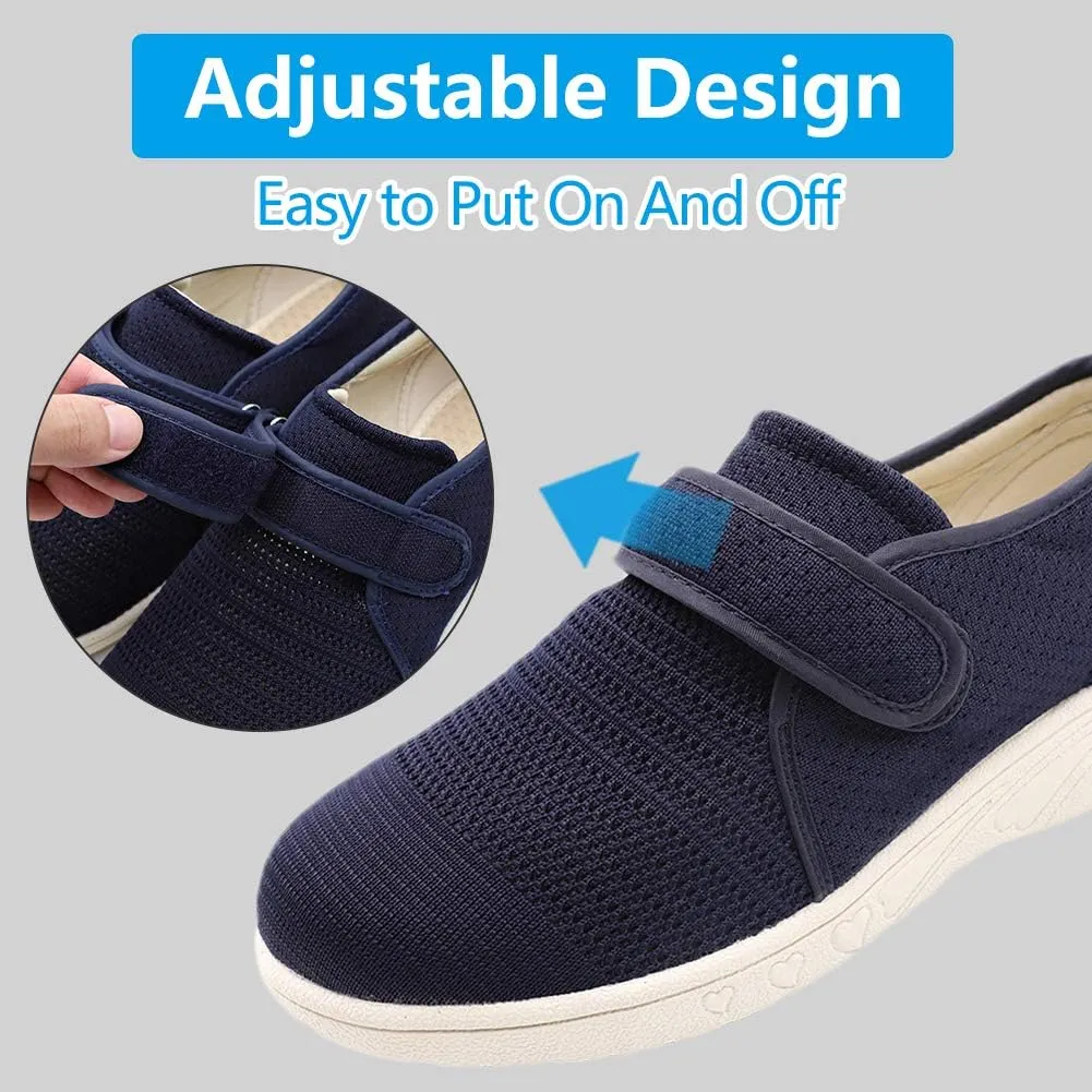 Womens Edema Diabetic Shoes with Arch Support,Extra Wide Breathable Lightweight Walking Sneakers Air Cushion Sole for Swollen Feet, Plantar Fasciitis