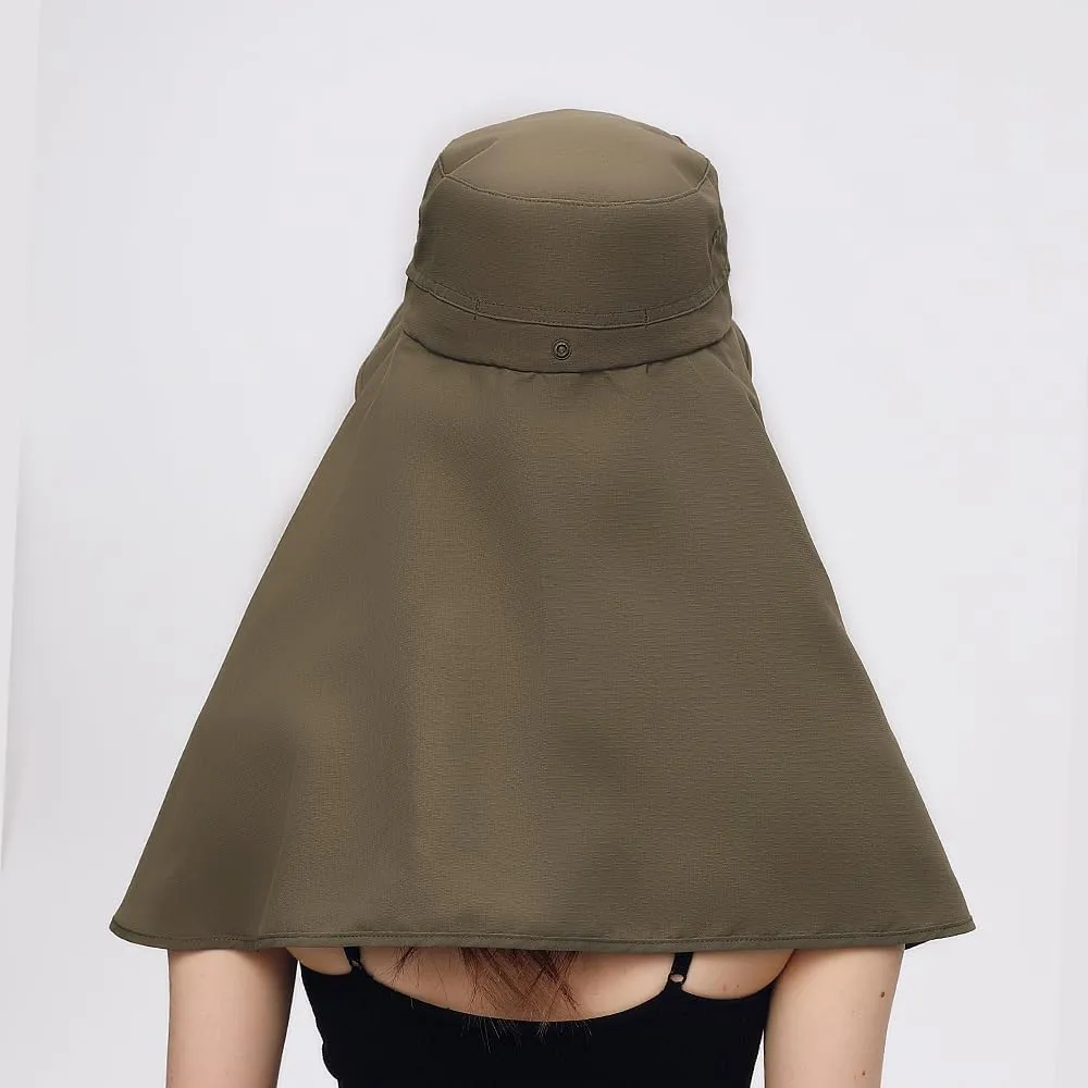 Women's Hiking Fishing Sun Hat Wide Brim Cap with Large Neck Flap UPF 50  Sun Protection
