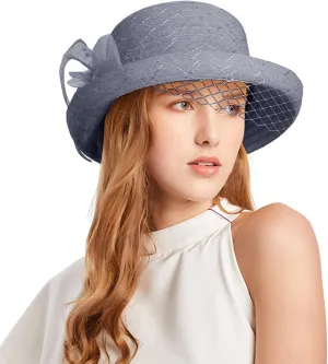 Women's Kentucky-Derby Hat Packable Wide Brim Sun Hat Breathable Bridal Wedding Tea Party Dress Church Hats