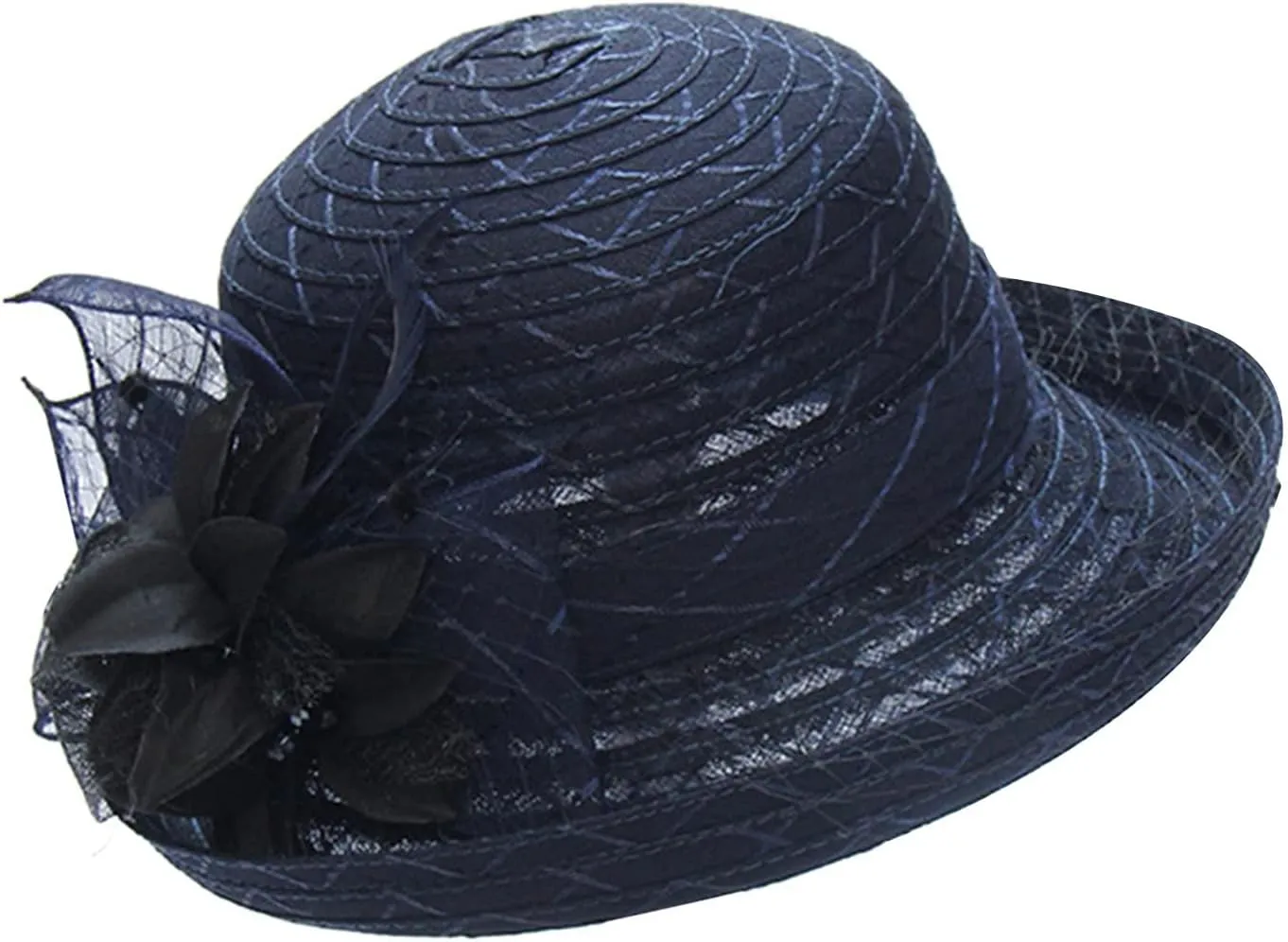 Women's Kentucky-Derby Hat Packable Wide Brim Sun Hat Breathable Bridal Wedding Tea Party Dress Church Hats