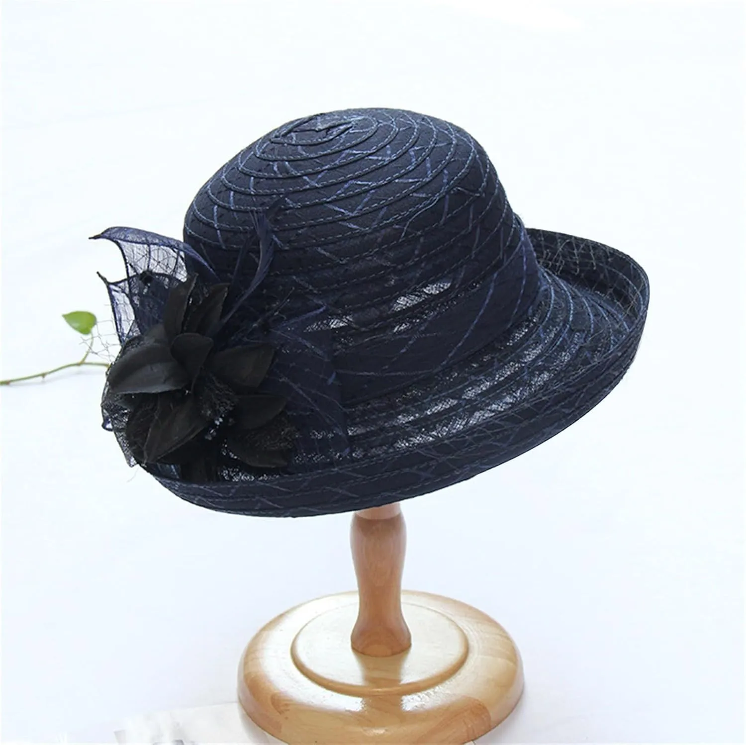 Women's Kentucky-Derby Hat Packable Wide Brim Sun Hat Breathable Bridal Wedding Tea Party Dress Church Hats
