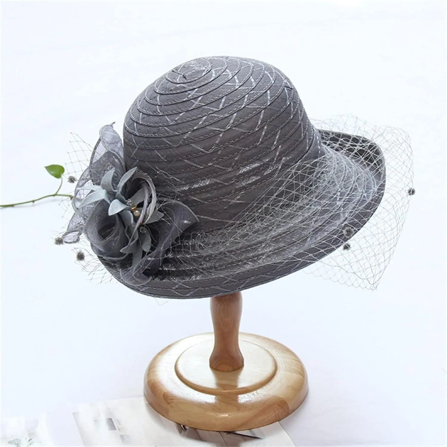 Women's Kentucky-Derby Hat Packable Wide Brim Sun Hat Breathable Bridal Wedding Tea Party Dress Church Hats