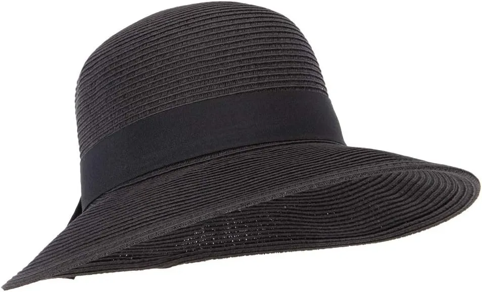 Women's Paper Braid Bow Accented Contrasting Sized Brim Sun Hat