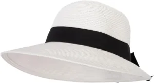 Women's Paper Braid Bow Accented Contrasting Sized Brim Sun Hat