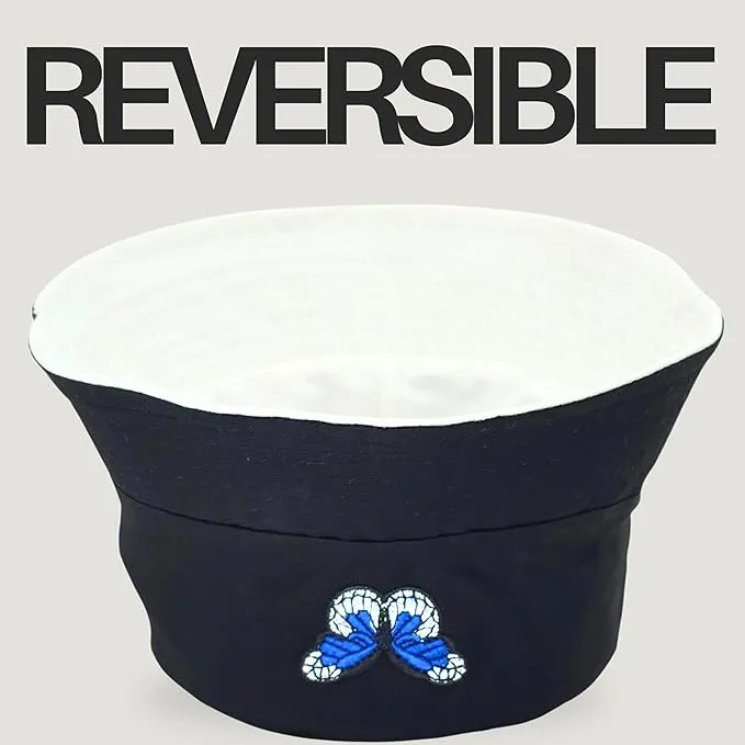 Womens Reversible Bucket Hat with Butterfly Embroidery, Foldable Sunbonnet for Summer Protective Casual Outdoor Panama Cap