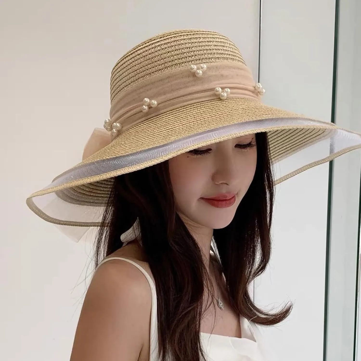 Women's Straw Wide Brim Sun hat Summer Beach hat Straw Hats Foldable Sun hat Luffy Straw hat