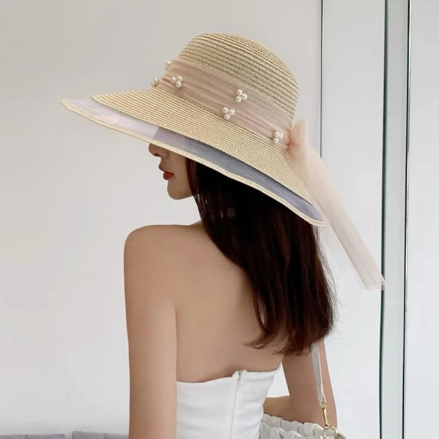 Women's Straw Wide Brim Sun hat Summer Beach hat Straw Hats Foldable Sun hat Luffy Straw hat