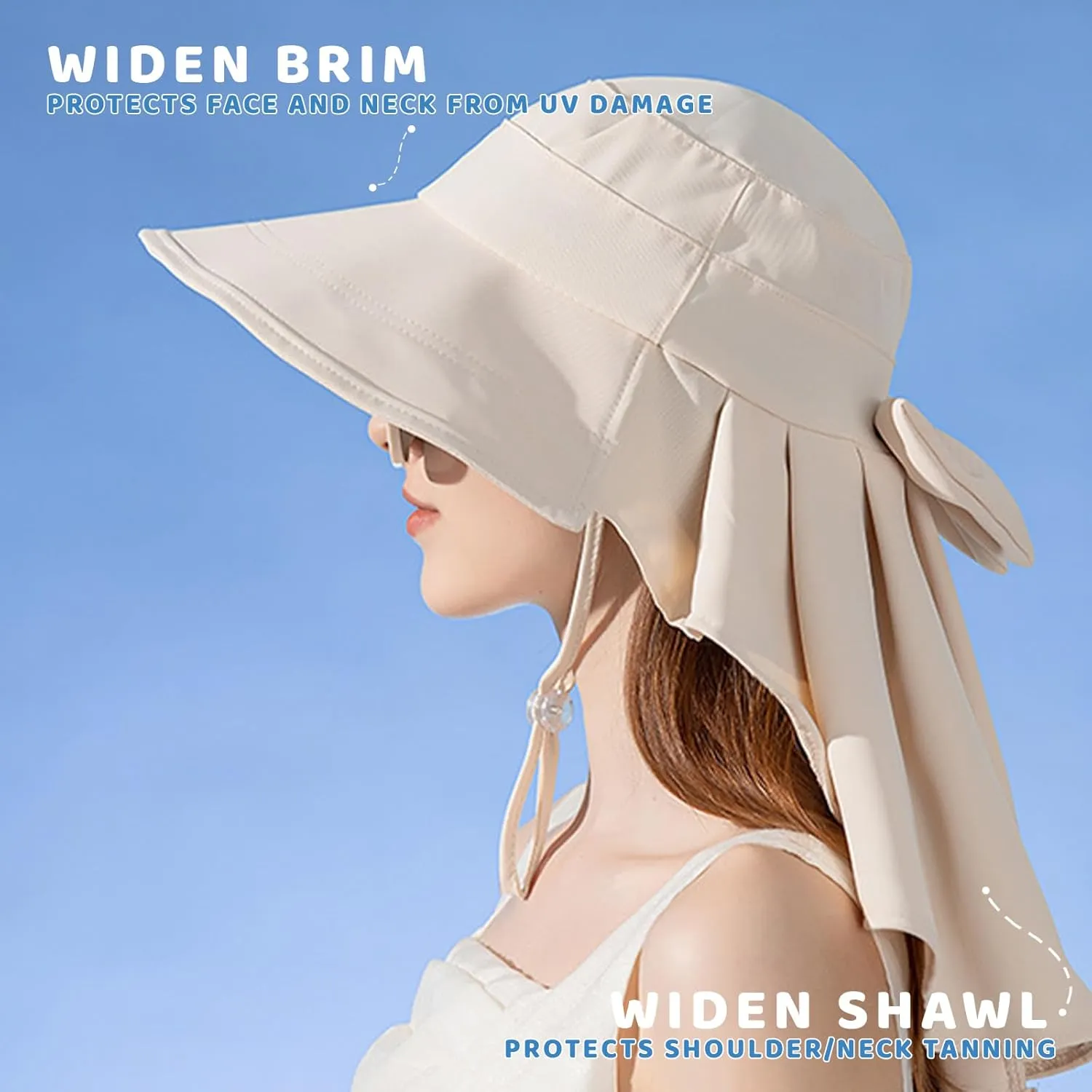 Womens Sun Hat UPF 50  Wide Brim Gardening Hat with Neck Flap