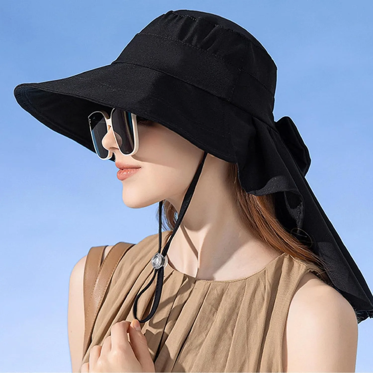 Womens Sun Hat UPF 50  Wide Brim Gardening Hat with Neck Flap