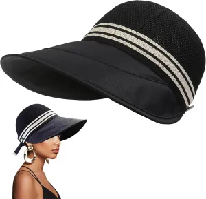 Womens Sun Hats Wide Brim，Breathable Plus Wide Peaked Cap for UV Protection Hiking Fishing Beach Outdoor Riding Horse UPF 50 