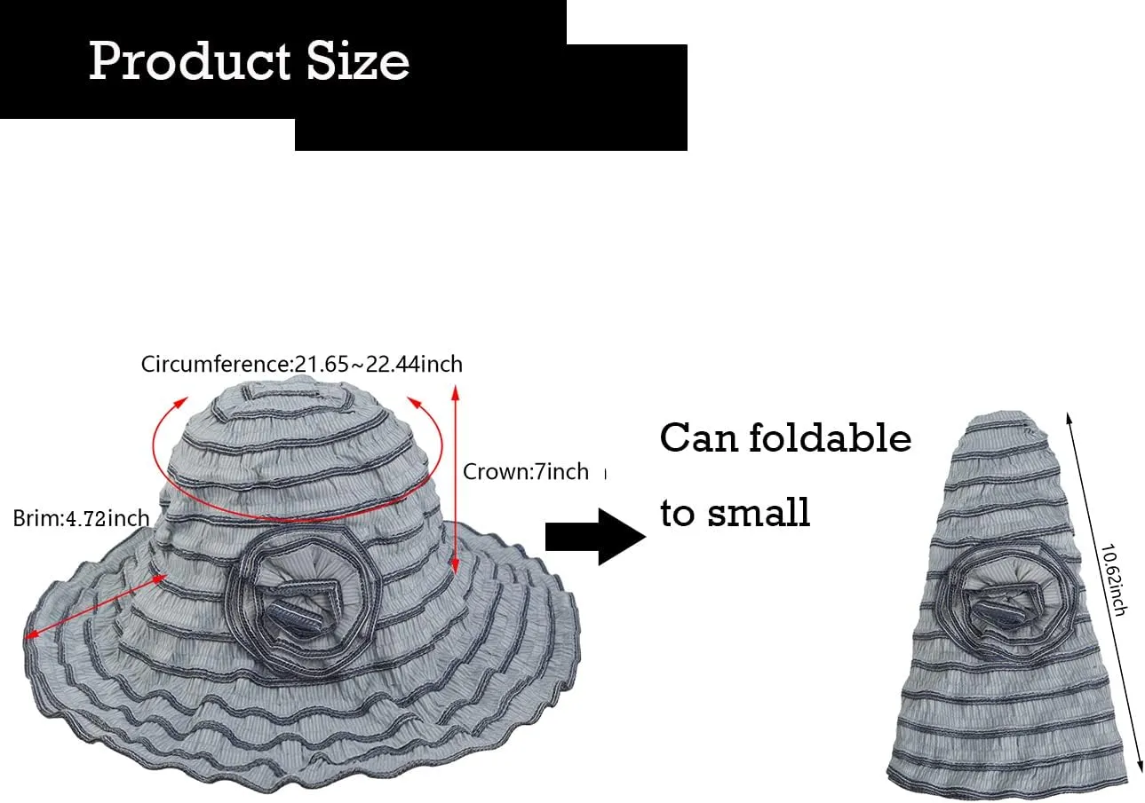 Womens Wide Brim Sun Hat Travel Foldable Vintage Summer Beach UV Hats