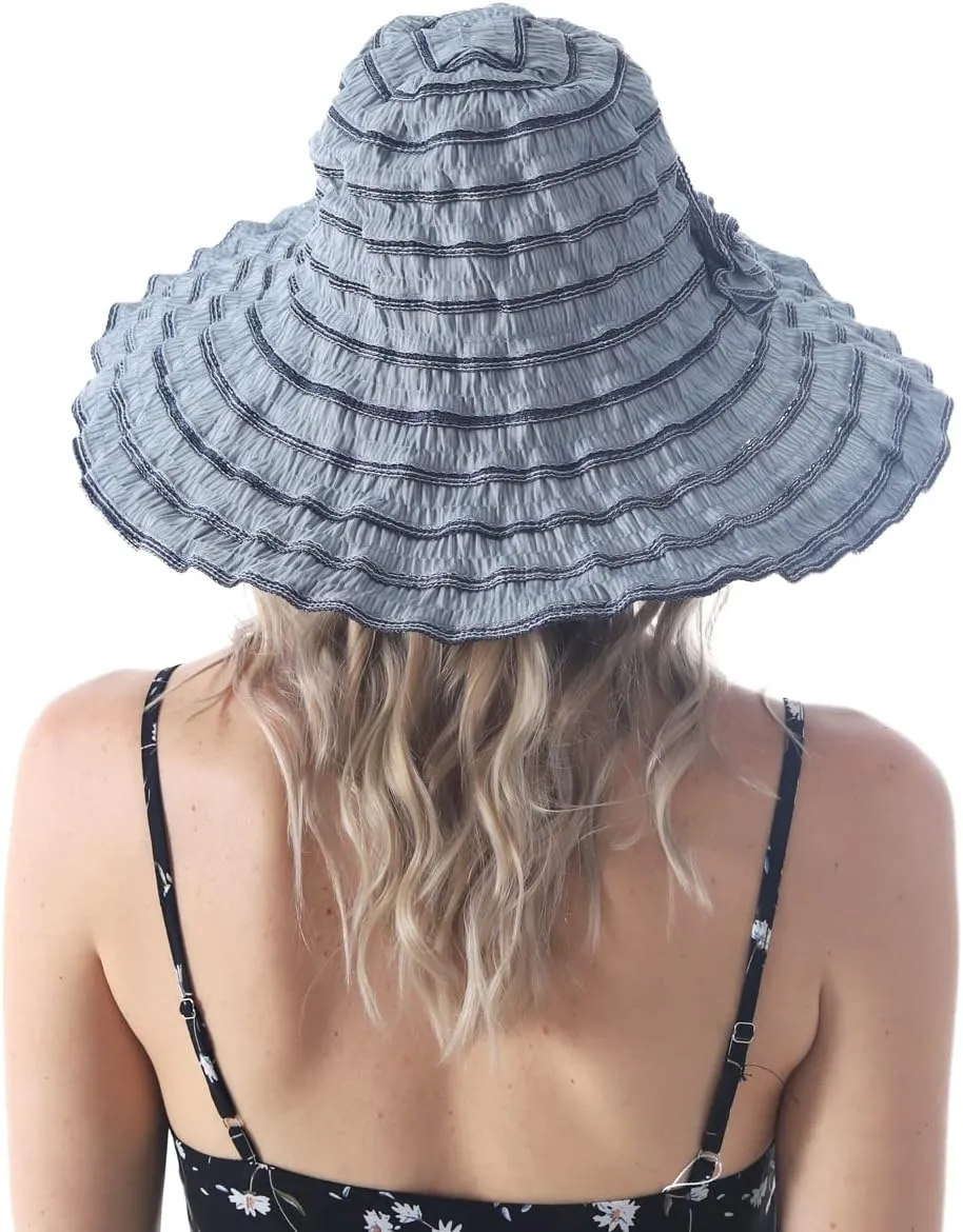 Womens Wide Brim Sun Hat Travel Foldable Vintage Summer Beach UV Hats