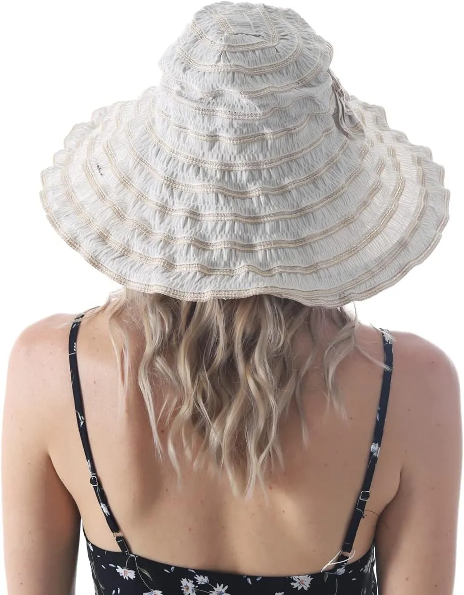 Womens Wide Brim Sun Hat Travel Foldable Vintage Summer Beach UV Hats