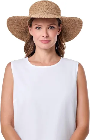 Women's Wide Brim Sun Hat - UPF 50 Sun Protection - Packable Sun Hat for Women Travel - Perla in Tan (One Size)