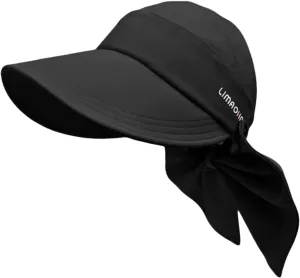 Womens Wide Brim Visor Sun Hat with Neck Flap, Neck Flap can be Turned into a Bag, Outdoor UV Protection Hat Foldable Cap
