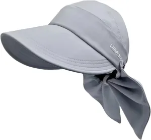 Womens Wide Brim Visor Sun Hat with Neck Flap, Neck Flap can be Turned into a Bag, Outdoor UV Protection Hat Foldable Cap