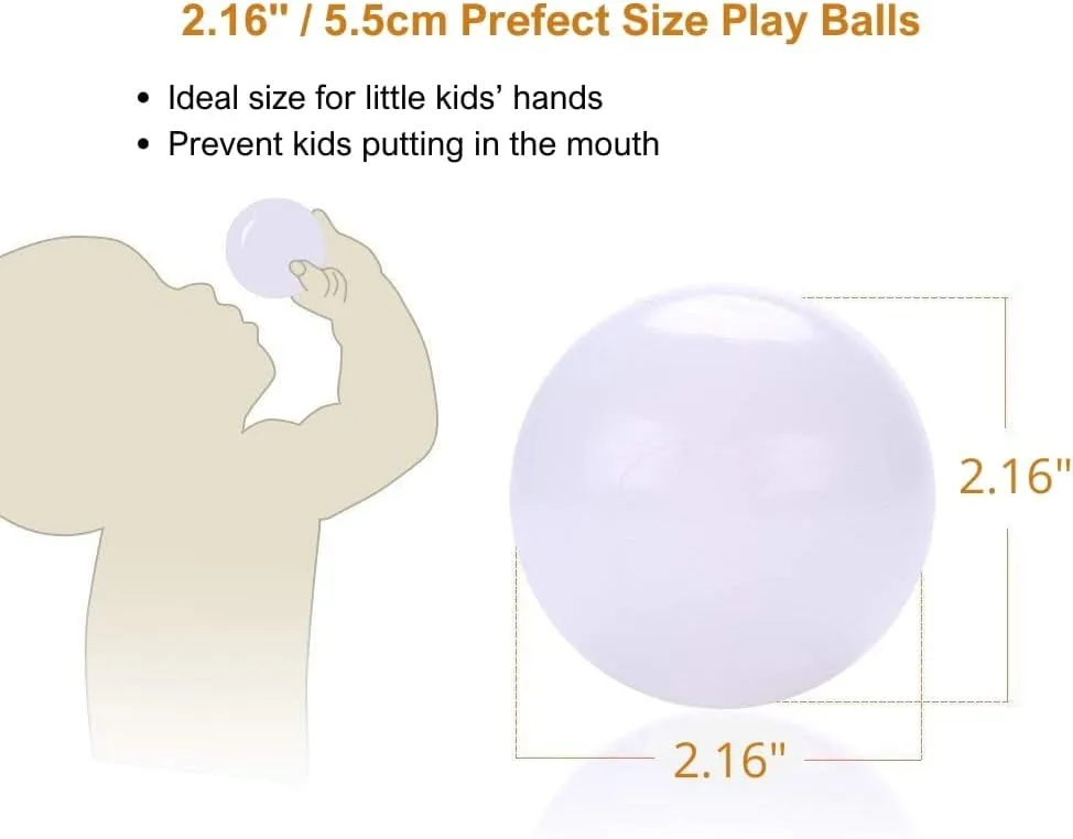 Wonder Space Soft Pit Balls, Chemical-Free Crush Proof Plastic Ocean Ball, BPA Free with No Smell, Safe for Toddler Ball Pit/Kiddie Pool/Indoor Baby Playpen
