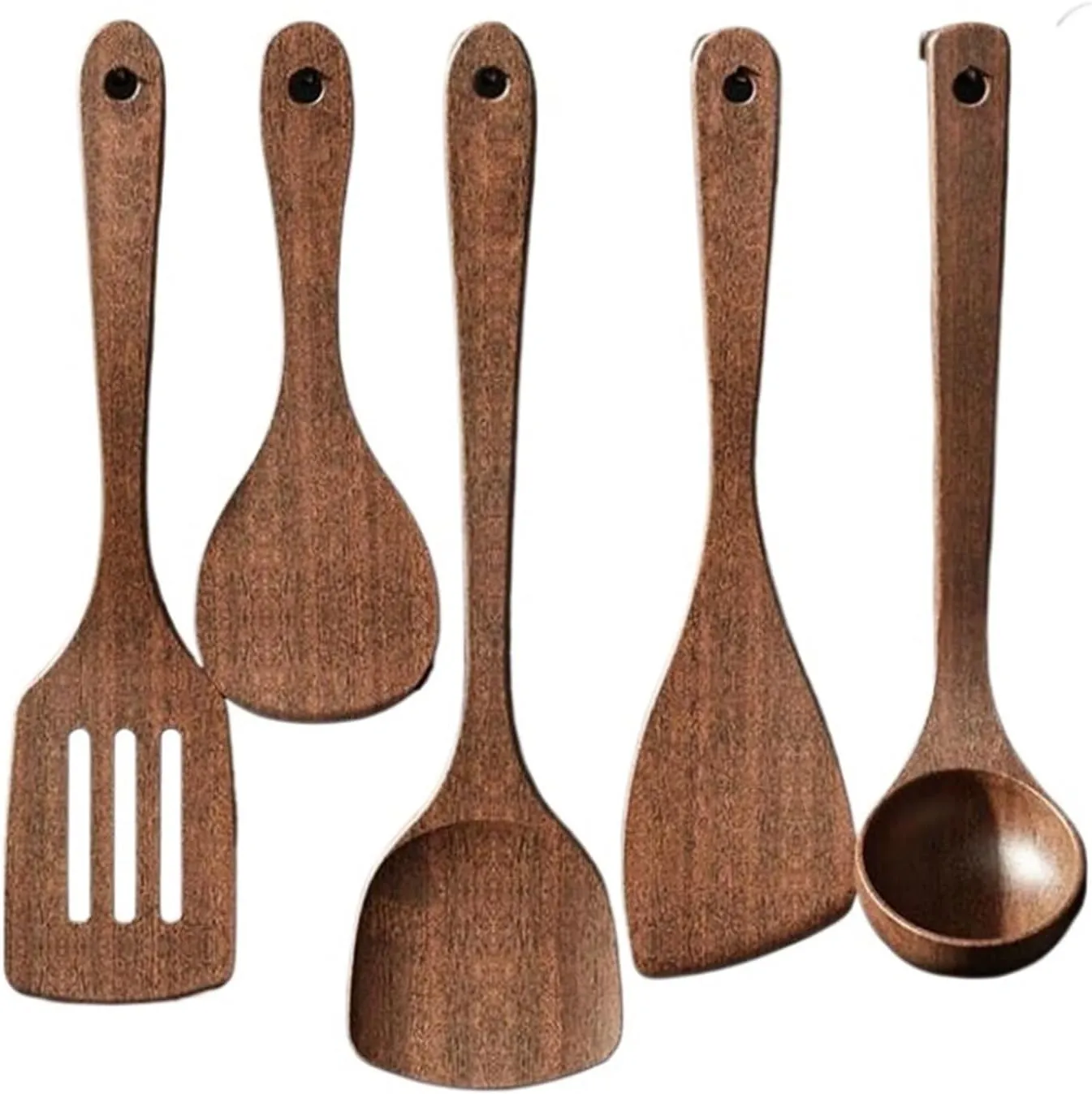 Wood Cooking Utensils 5 Pieces Sets Cooking Spoons Spatulas Kitchen Cookware Gadgets